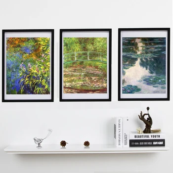 

scenery canvas painting flowers landscape masterpiece reproduction Water Lilies c1907 Bridges and iris pond Claude Monet