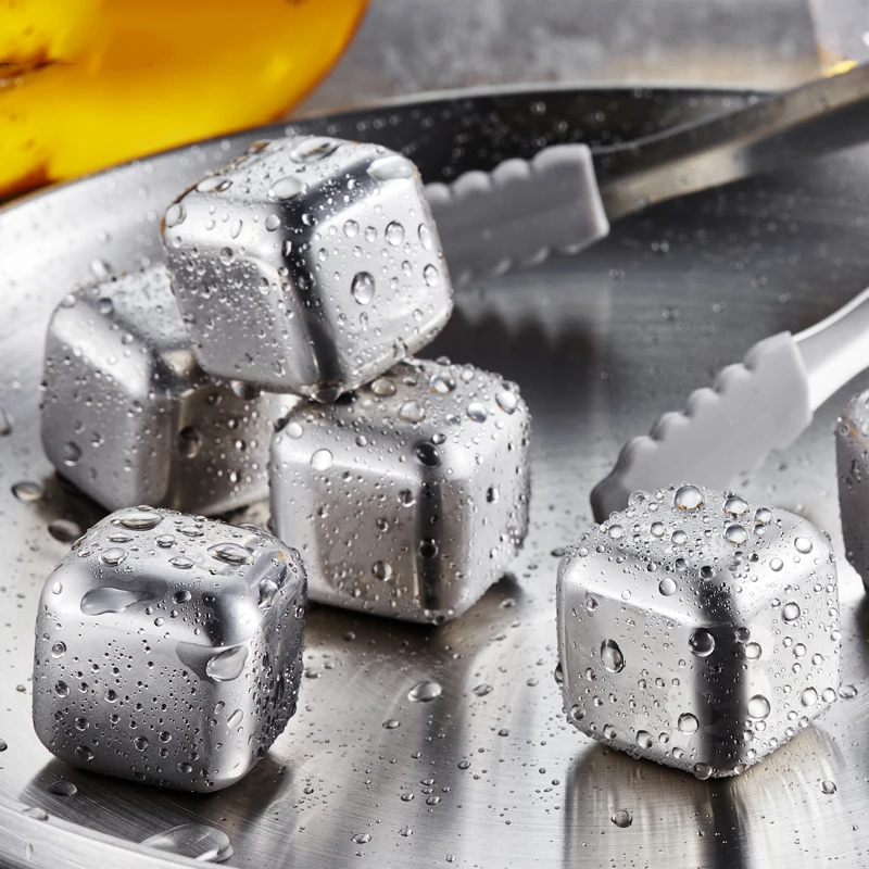 8PCS 304 Stainless Steel Ice Cube Reusable Cooling Stone For Vodka Whiskey Stone Whiskey Beer Summer Drink Cooling Accessories