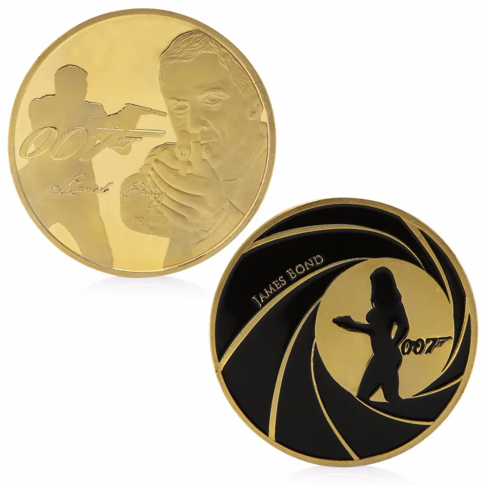 

Zinc Alloy James Bond Commemorative 007 Gold Plated Commemorative Coin For Souvenir Gifts Hot