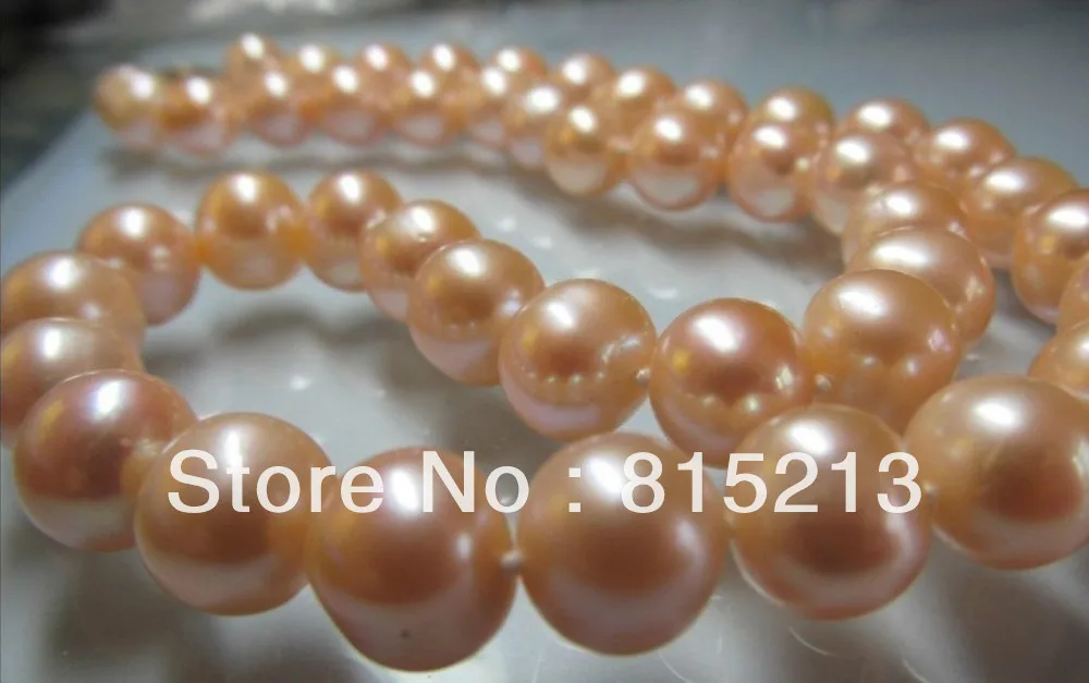 

ddh00470 beautiful Natural South Sea Pink Pearl Necklace 18" 10-11MM 14k gold clasp