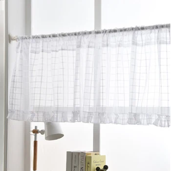 

Modern Short Curtain Window Kitchen Tulle Voile Curtain For Living Room Divider Home Transparent Sheer Curtain 2020 New Arrival