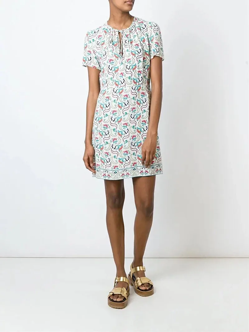 

Women Paisley Print Short Sleeve Mini Dress