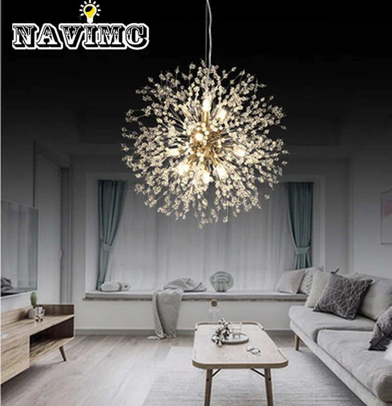 

Modern Fixture Shadeless Fireworks Shape Crystal Cpendant light For Dining Room And Bedroom Lighting