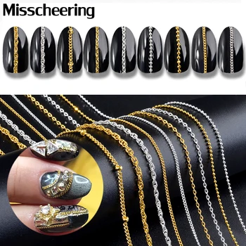 

9 Types Gold Silver Metal Chains Punk Cross 3d Nail Art Decorations Charm Jewelry Making Findings DIY Accessories Manicure Tools