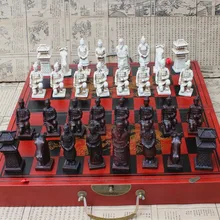 Antique Chess Three-dimensional Super Large Chess Pieces Wooden Folding Chess Board Terracotta Warriors Figures Yernea wholesale cheap new chinese retro chess set terracotta warriors classic large size chess 29 16 9 5cm