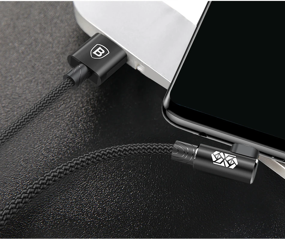 Baseus 90 градусов Micro USB кабель Быстрая зарядка зарядное устройство для мобильного телефона кабель для передачи данных кабель Microusb для samsung Xiaomi Android 2 м