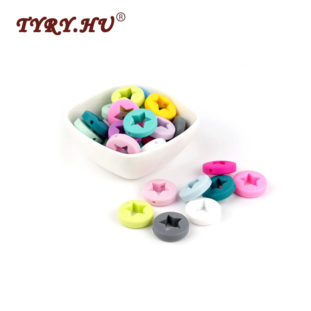 TYRY.HU 10Pcs Round Creative Silicone Beads Food Grade Teether Baby Teething Chew Pacifier Chain Toy Accessorie BPA Free | Мать и ребенок