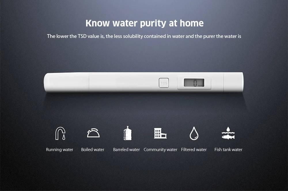 Оригинальный Xiaomi TDS Портативный обнаружения измеритель жесткости воды карандашного типа для измерения качество и чистота воды