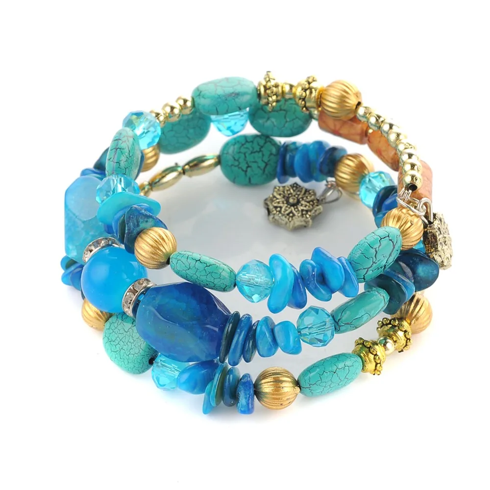 

13 colors Bohemian beads crystal charm bracelet female ethnic Tibetan multi-layer imitation natural stone bracelet bracelet men
