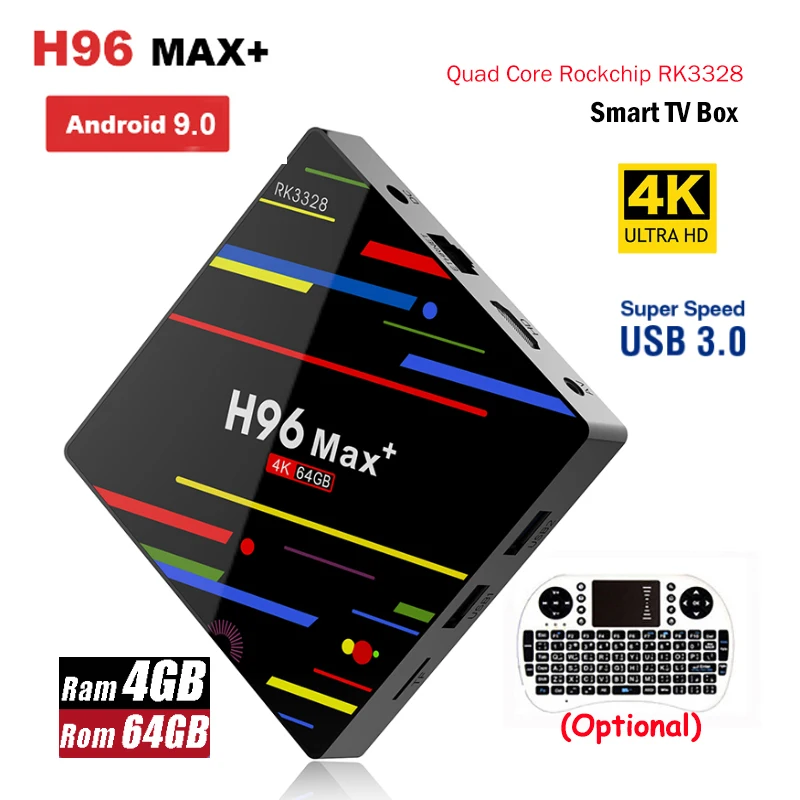 H96 Max Plus Smart TV Box Android 9.0 4GB 64GB RK3328 Quad Core 1080P H