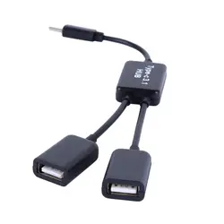 2-портовый концентратор usb кабель 1 до 3 провода или Y сплиттер кабель Универсальный 15 см Тип USB C 3,1 Мужской Двойной usb 2,0 Женский OTG кабель для