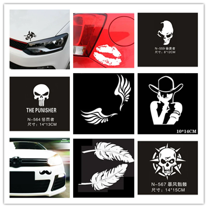 

Car Stickers 3D Funny Decal Robin Skull Wings Bats Lips Feathers Car-covers Motorcycle Scratch Realistic Waterproof Stickers