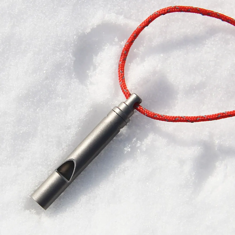 

#Portable Ultralight Titanium Whistle with Cord Emergency Hiking Camping Whistle Outdoor Survival Tools Camping Hiking Exploring