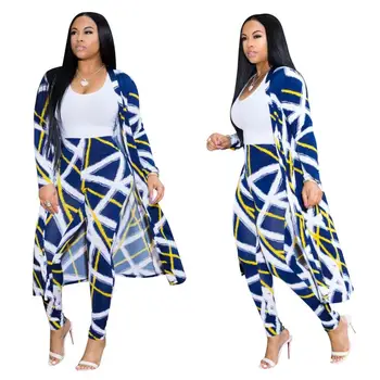 

Sexy Fashion Digital Print Pants With Full Sleeve Clock Women Fashion Casual Pants Mantle Two Piece Set