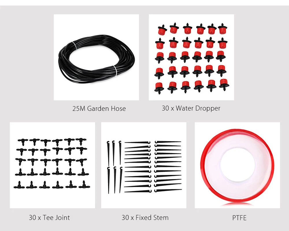 25m Hose 30 Dripper Drip Irrigation System DIY Automatic Watering Kits Micro Drip Garden Watering Systems Adjustable Dripper8