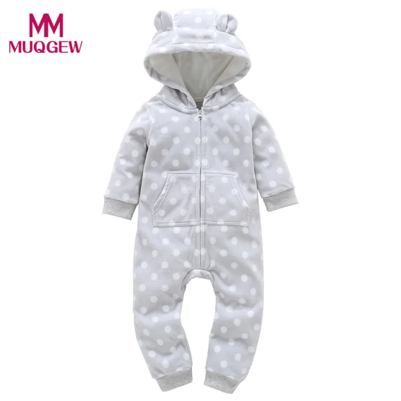 Hooded Zipper Fleece warm Romper Jumpsuit for 6 24 Months baby girl boy