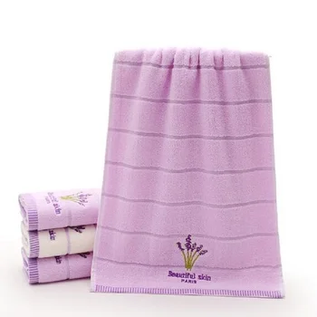 

1Pcs Embroidery Lavender Cotton Face Towels High Absorbent Soft Swimming Sports Travel Adults Towels 33*74cm Cotton Face Towel