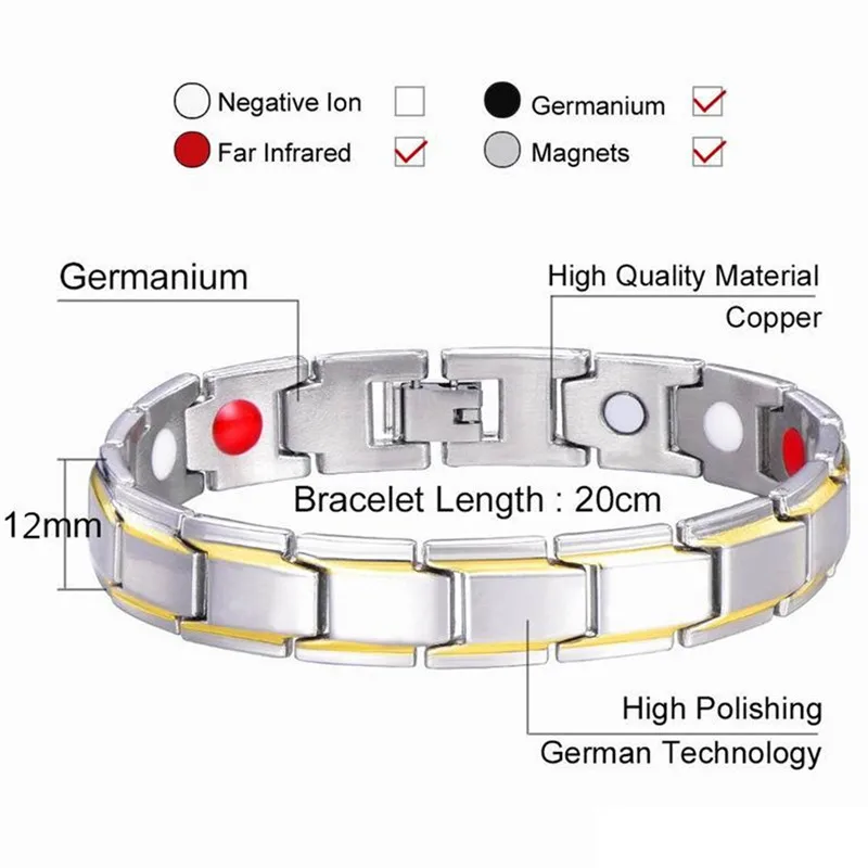 Fashion Men Women Magnetic Bracelet Health Energy Therapy Bodybuilding Weight Loss Arthritis Jewelry