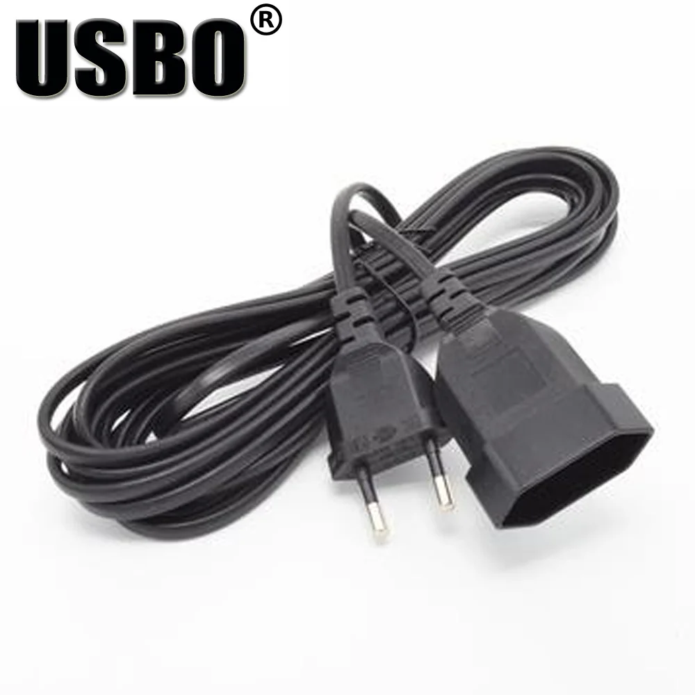Black 0.5M EU German plug socket extension power cable IEC320 2.5A 250V