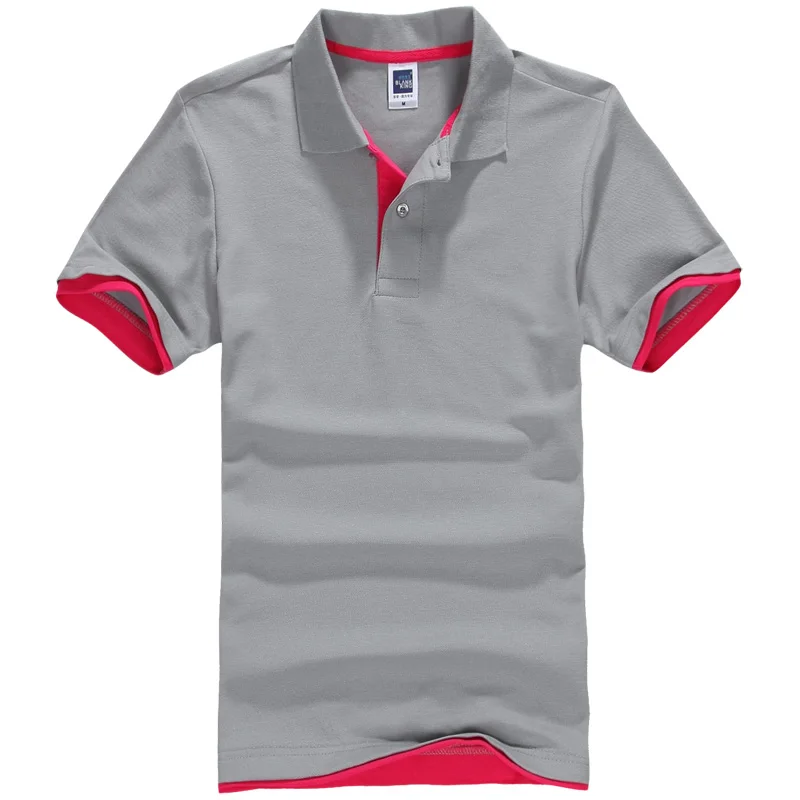 Британский стиль, модные мужские рубашки поло, чистый хлопок, короткий рукав, одноцветная рубашка поло, мужская повседневная одежда, бренд, Размер 3XL - Цвет: Gray Rose