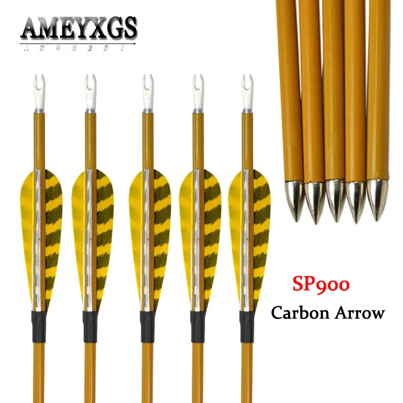 

10pcs Mix Carbon Arrow Spine 900 Turkey Feathers 33inch Carbon Arrow For Outdoor Sports Shooting Training Archery Accessories
