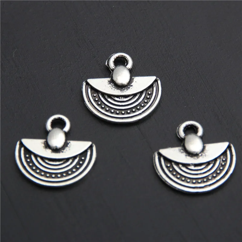 

50pcs Antique Silver Fan-Shaped/Semicircle Connectors Charms Pendants Jewelry Findings A2825