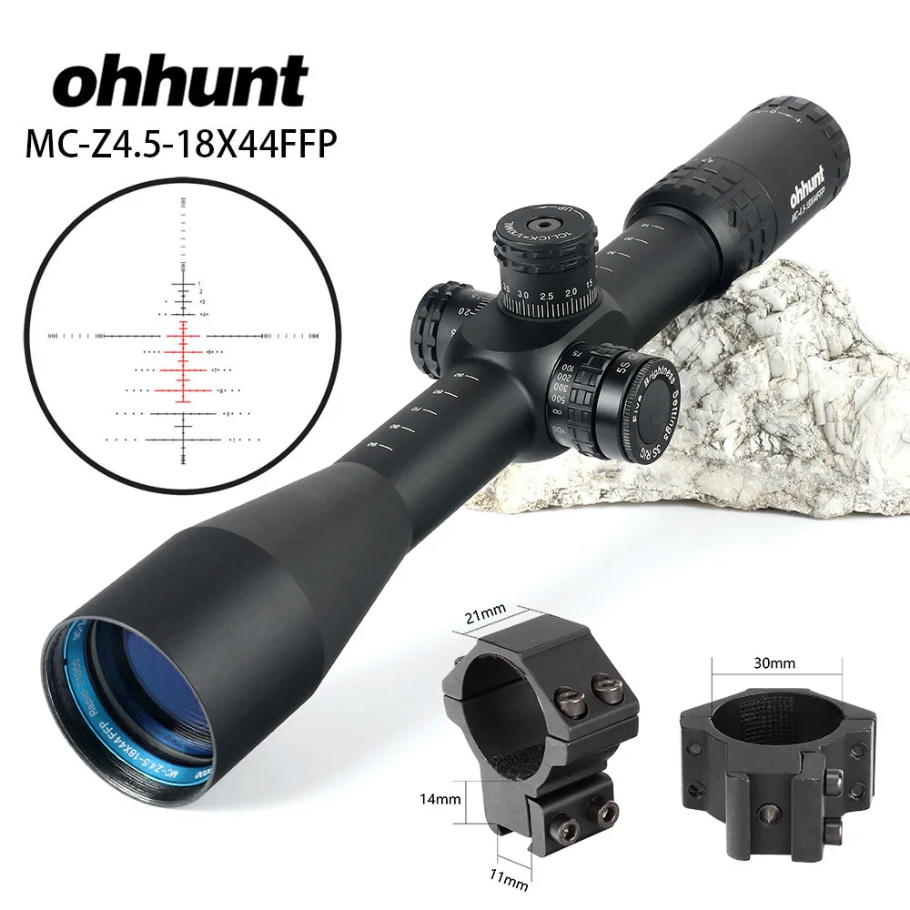 Ohhunt MC-Z 4,5-18X44 FFP первый фокальный самолет охотничий оптический прицел боковой Parallax Z1000 стекло гравированное сетка замок Сброс прицел - Цвет: with Dovetail Rings