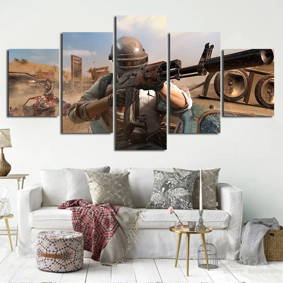Jedi-Survival-Battle-Canvas-Painting-Picture-5-Pieces-Pubg-Game-Wall-Art-Prints-Creative-Modular-Poster