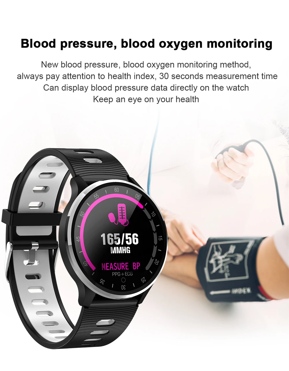 ЭКГ A9 Смарт Браслет крови Давление сердечного ритма, смарт-браслеты с мониторингом сна Шаг Калорий умные спортивные часы Для мужчин Bluetooth