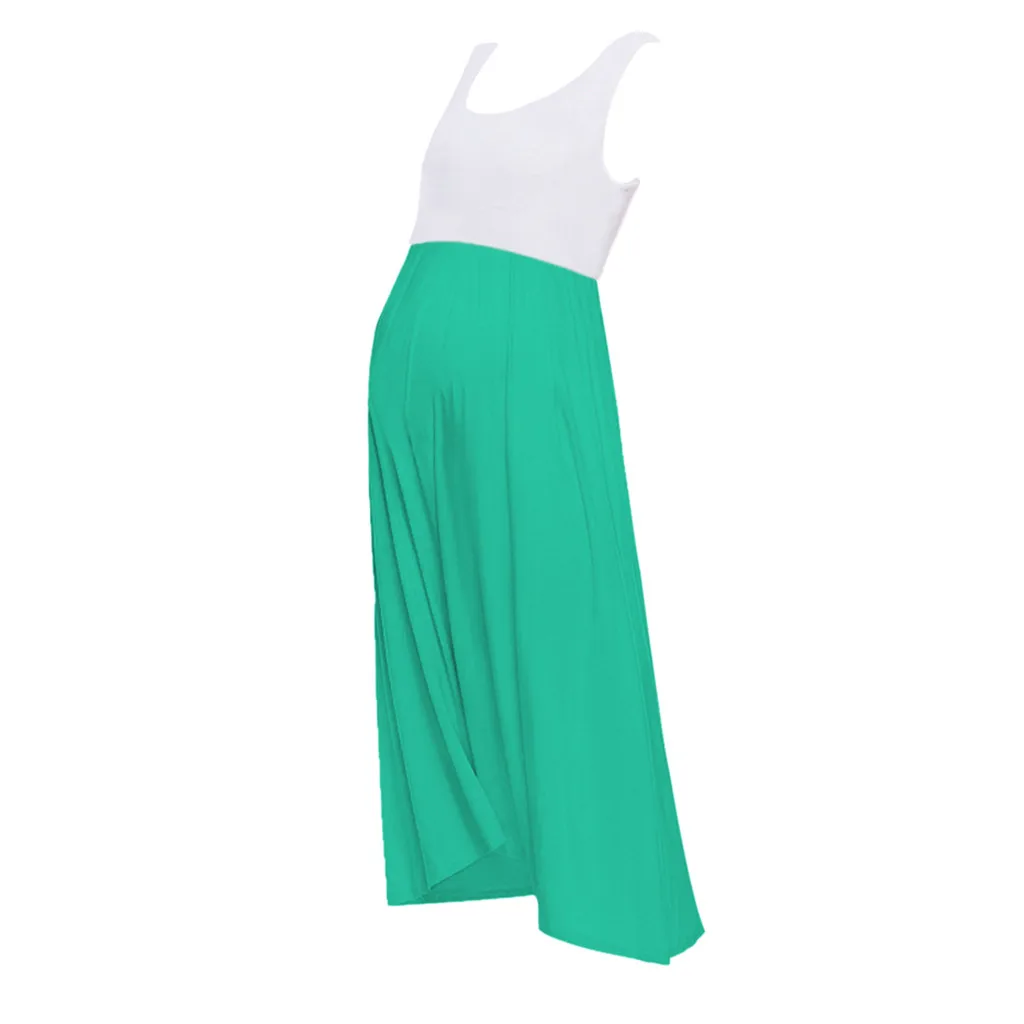 mint green Для женщин короткий рукав Повседневное платье для будущих мам Беременность одежда душ платье для беременных платье для мамы и дочки, одежда в стиле однотонные Цвет 0 шеи - Цвет: mint green