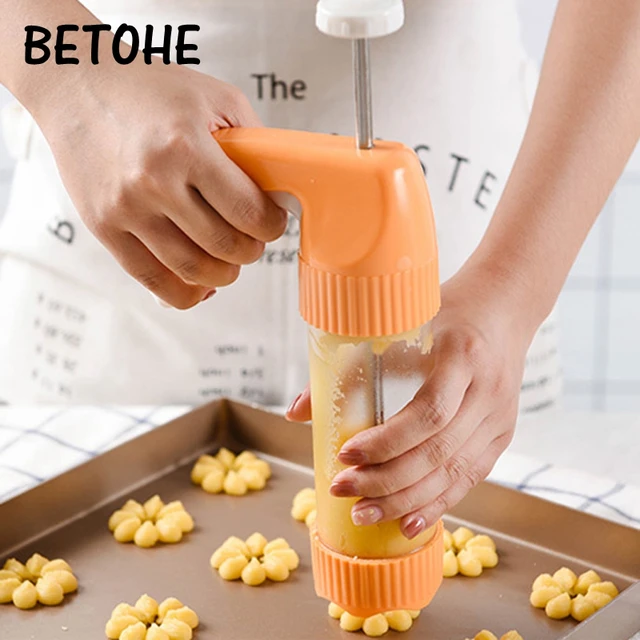 Electric Cookie Press Gun,White Barrel Electric Decorating Tool with 12  Molds and 4 Decorating Nozzles for Cake Dessert DIY Maker and Decoration