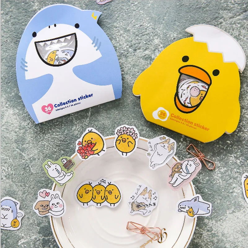 

36pcs/lot Creative cartoon animal transparent PVC hand tent sticker bag Decoration DIY Scrapbooking Sticker Stationery