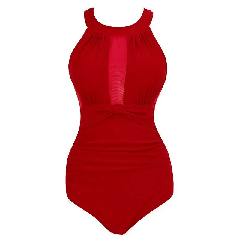 Сексуальный цельный купальник с принтом в виде сердца, монокини размера плюс, женская одежда для плавания, Цельный купальник для девочек, купальный костюм для женщин - Цвет: Красный