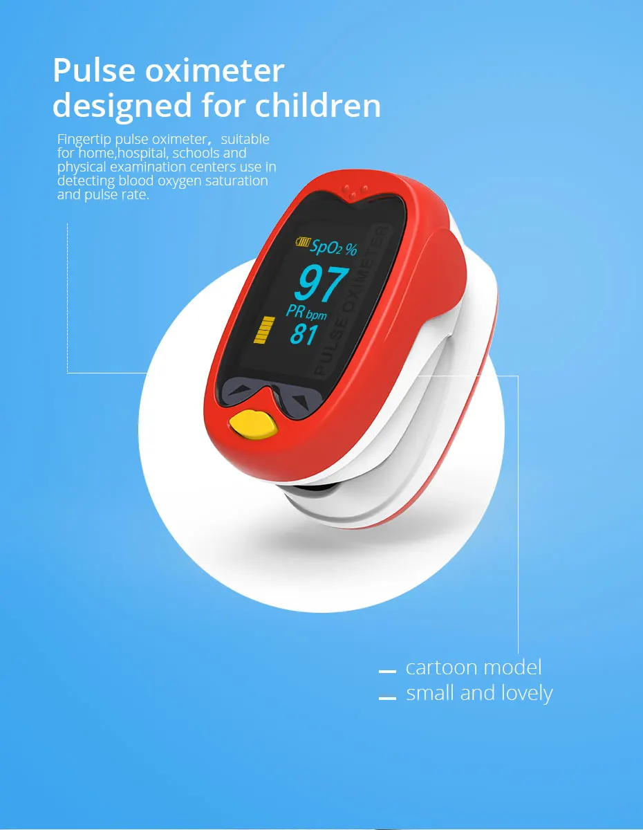 Перезаряжаемый детский пальцевой Пульсоксиметр SpO2, измеритель насыщения крови кислородом, PR, для детей, новорожденных, младенцев, детей, saturimetro