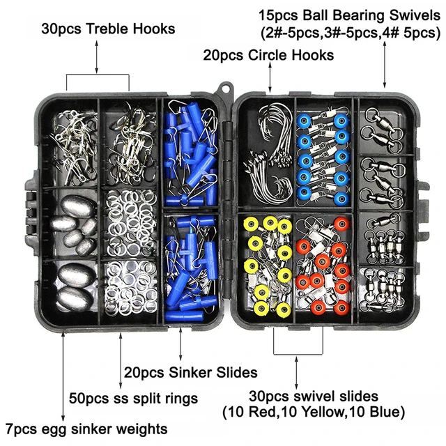 172pcs/Box Fishing Accessories Tackle Box Set Including Circle