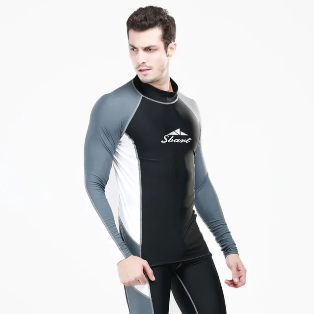 SBART Long Sleeve Surf Rashguard For Men Lycra Swimsuit UV Protection