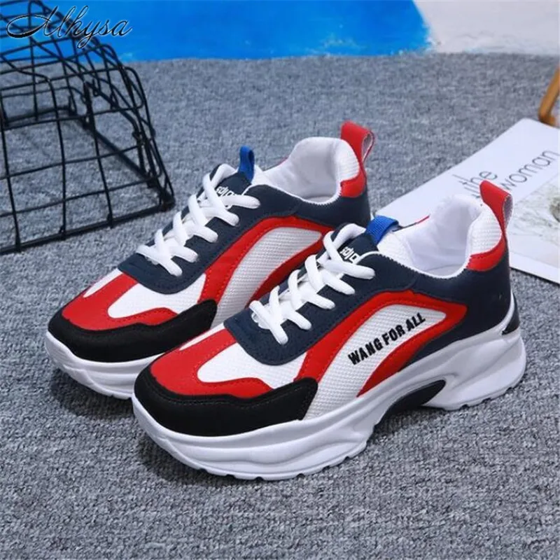 

Mhysa 2019 New spring and autumn platform shoes low to help mesh color matching lace up women's shoes casual shoes sneakers L043
