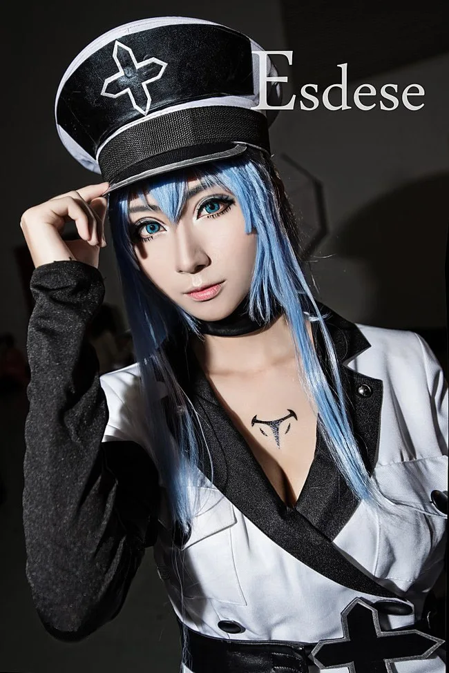 Акаме ga KILL Косплей Esdese Esdeath Косплей Костюм Esdese Униформа Аниме Косплей костюмы пальто+ шляпа+ ремень+ нарукавники