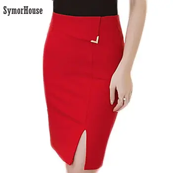 

2019 hot 5XL Plus Size Slim Office Skirt Faldas Women Sexy Elastic High Waist Pencil Skirt Step Office Formal Skirt Saias Skirts