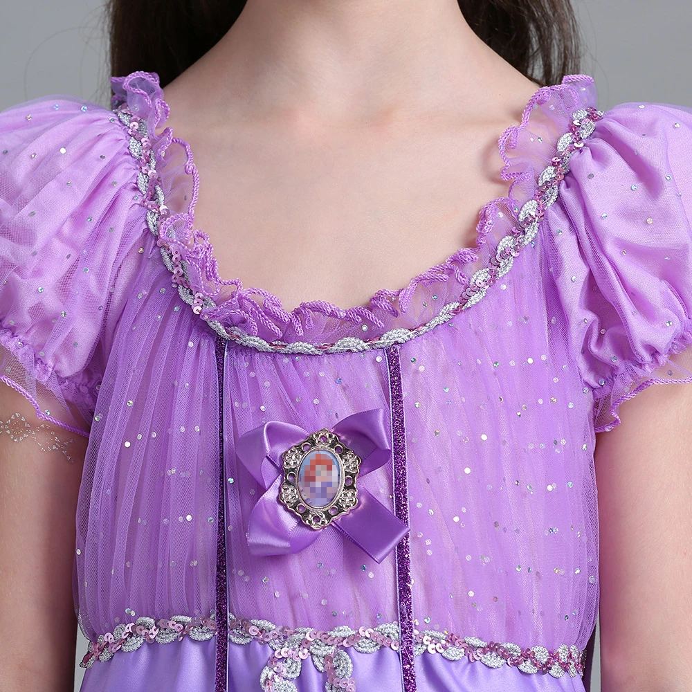 Летние платья принцессы Софии для девочек, фиолетовое длинное платье-пачка Софии, бальное платье с цветами для детей, праздничная одежда на Хэллоуин
