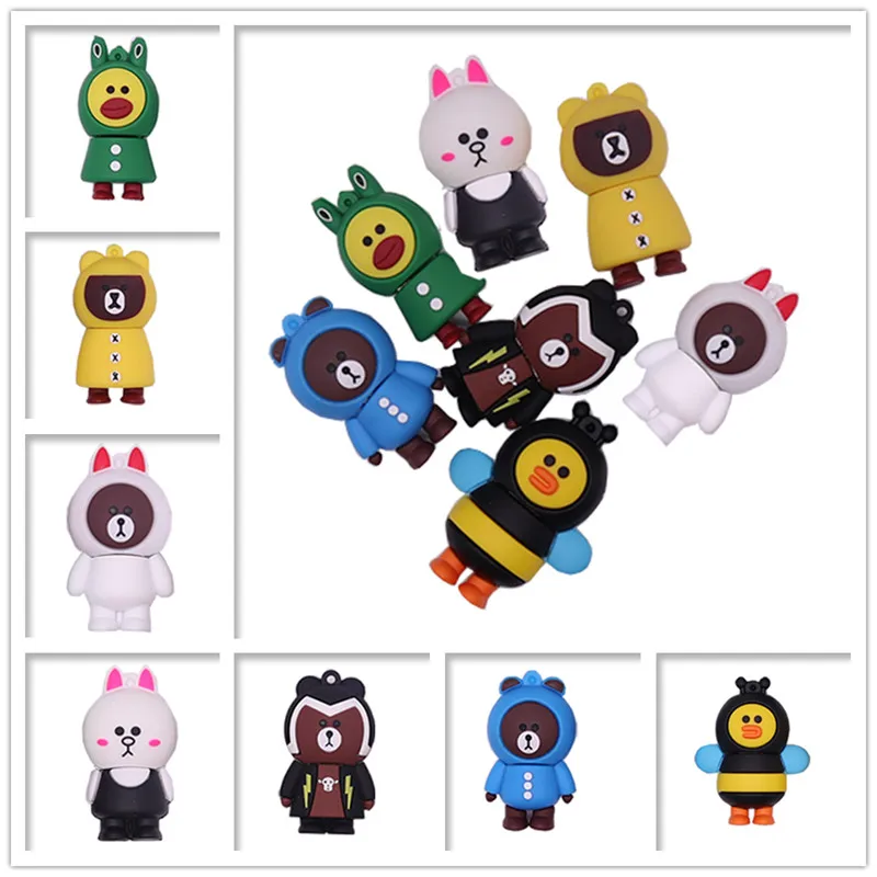 pendrive animado pen drive cartoon bear usb flash drive 4GB 8GB 16GB 32GB 64GB 128GB rabbit memory stick creative gift pen drive