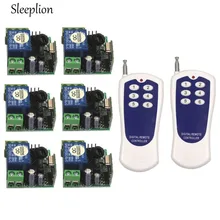 Sleeplion Mini DC 12V 10A 1CH Relay 2 6-key wireless Switch ON/OFF Transmitter+6 Receiver 315MHz 433MHz