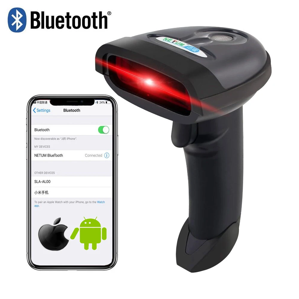 NETUM Bluetooth Wireless Barcode Scanner Handheld 1D Laser Bar Code Reader Support Android/iOS/Windows NETUM Bluetooth Wireless Barcode Scanner Handheld 1D Laser Bar Code Reader Support Android/iOS/Windows