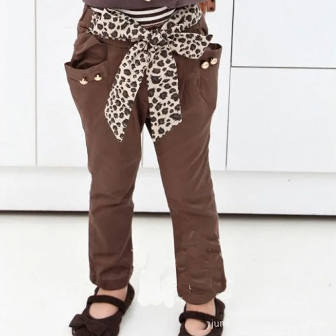 baby girl pant spring 2015 100 cotton Children costumes Leopard Belt
