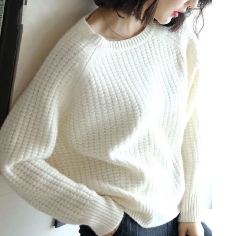 

Cashmere sweater women's round neck short paragraph loose autumn and winter sweater