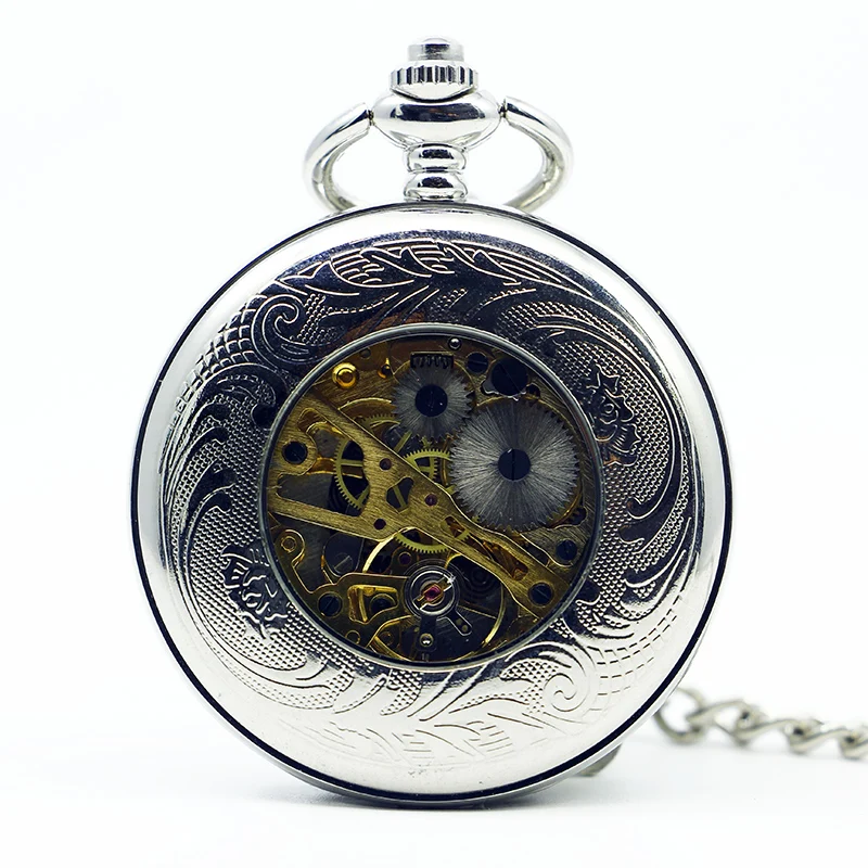 Роскошный Серебряный Щит Механические карманные часы с подвесной цепочкой модные классные аналоговые антикварные подарочные карманные часы Римский номер