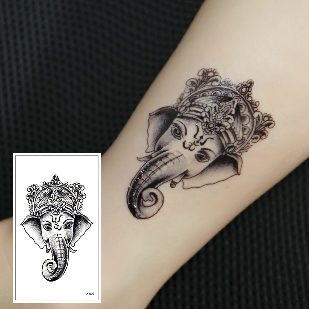 

X-095 Black elephant waterproof temporary tattoo sticker on body art man woman child tattoo line fashion