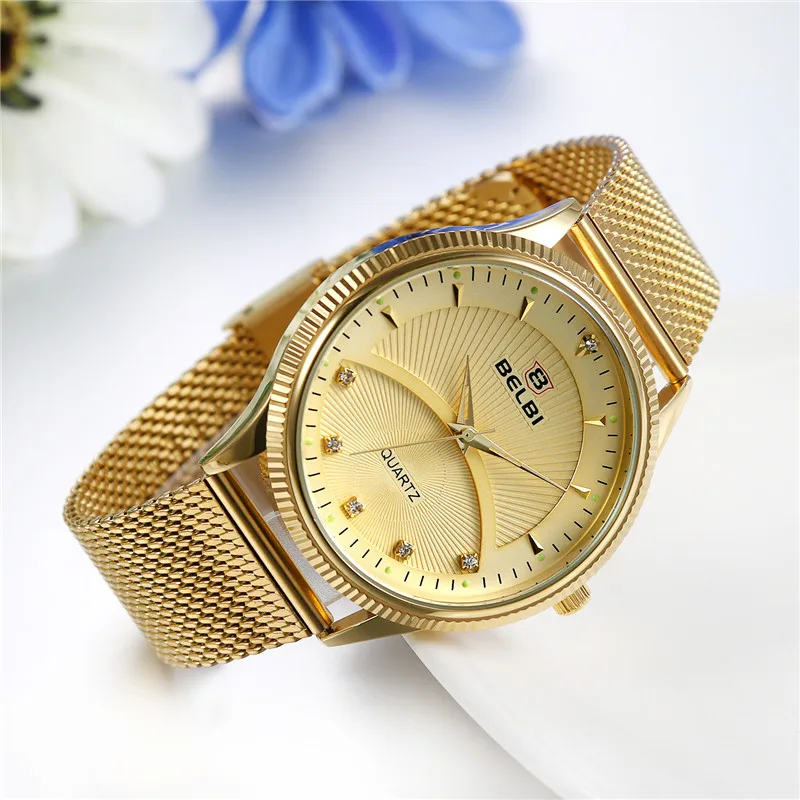 Lancardo Lovers Quartz Watches For Women And Men Gold WristWatches Top Brand Luxury Male Clock Golden Stainless Steel Watch
