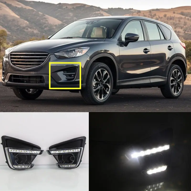 

A Pair White LED Daytime Running Light DRL Fog Lamp for Mazda CX-5 2016