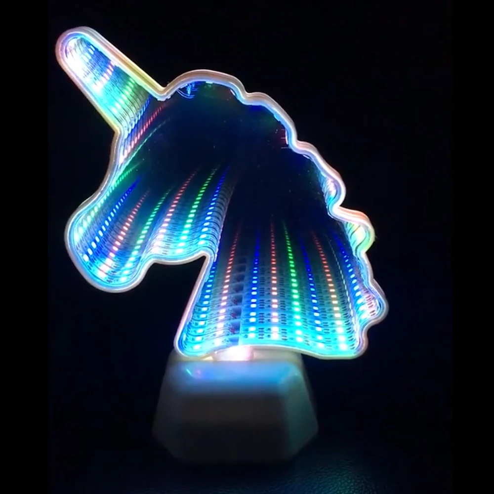 

Luminous Unicorn LED Night Glowing Party Decoration 3D Tunnel light Mirror Unicornio Party Supplies Festival Kids Birthday Gifts